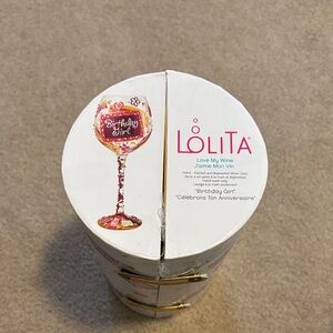 Lolita Pink and Gold 'Birthday Girl' Decorative Wine Glass
